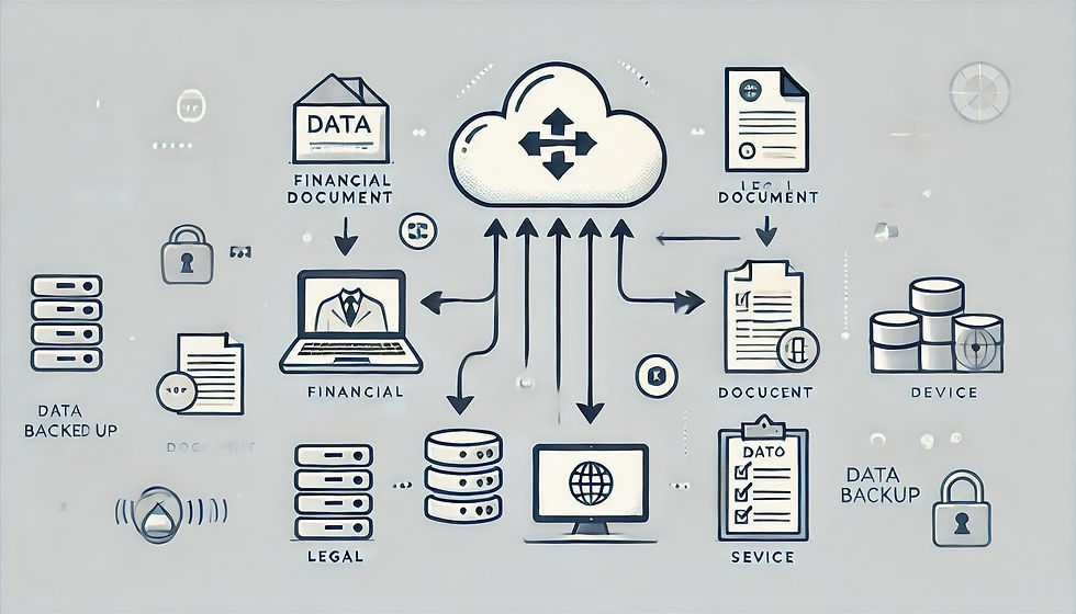 An illustration from The Ultimate Guide to Backup for Your Business representing cloud-only backup solutions. The image features multiple server icons with arrows pointing upward to a central cloud symbol, signifying data being uploaded and backed up to the cloud. Additional elements include smaller server stacks and a truck icon, representing data mobility and storage options. The design highlights simplicity, efficiency, and the concept of cloud-based backup strategies for business continuity.