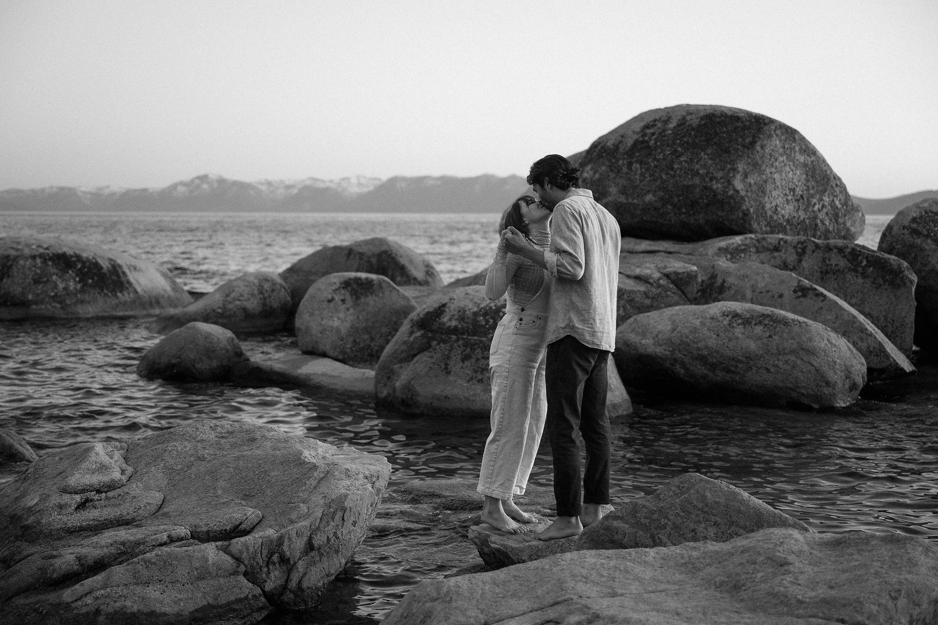 Scenic Lake Tahoe engagement photography