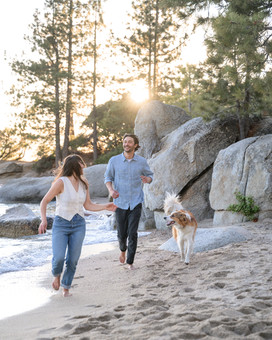 Natural light engagement photos Lake Tahoe