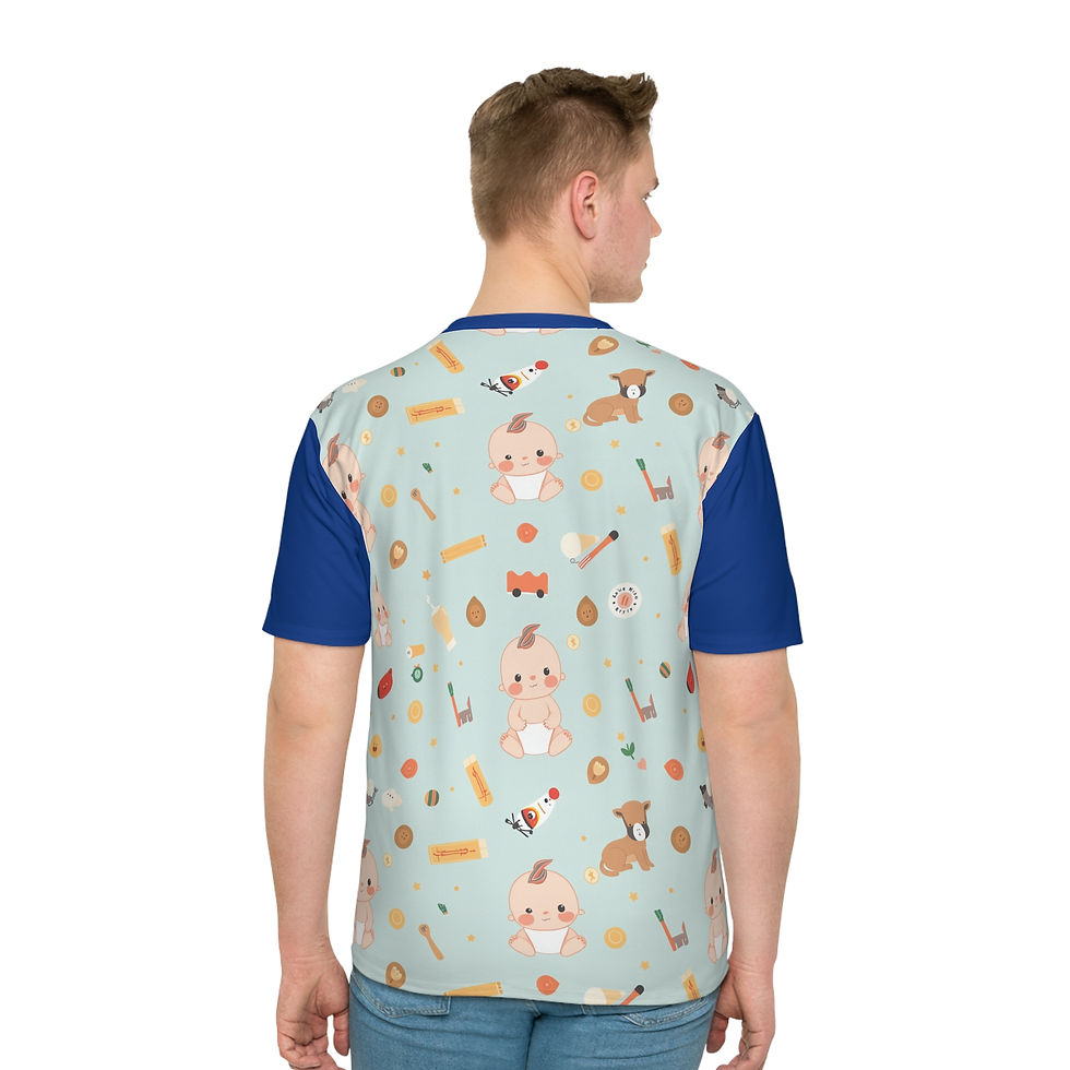 Miniatura: Sweet baby theme T shirt, blue sleeves, quality AOP Print, Ships Worldwide