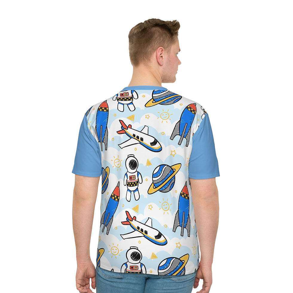 Thumbnail: Rockets planes blue short sleeves quality T-Shirt, AOP Print, Ships Worldwide