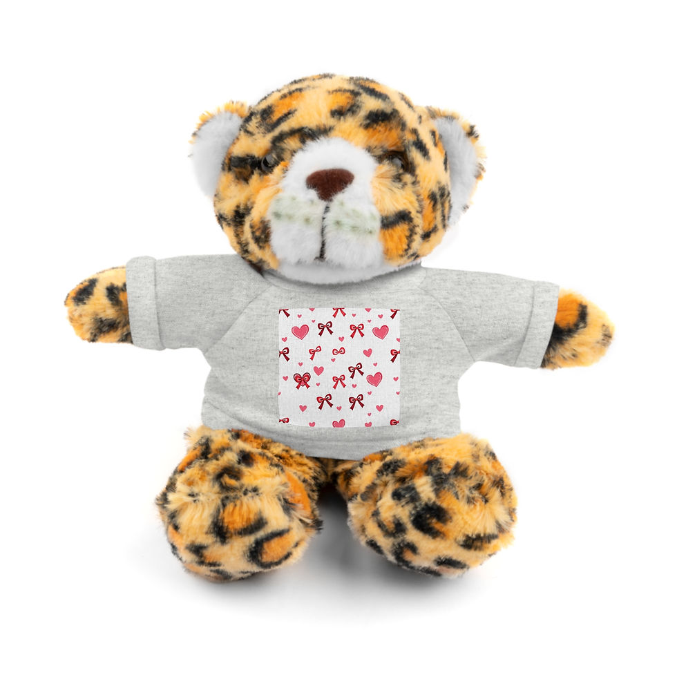 Thumbnail: Hearts n ribbons- Stuffed Animal Tee - AOP Print Ships Worldwide