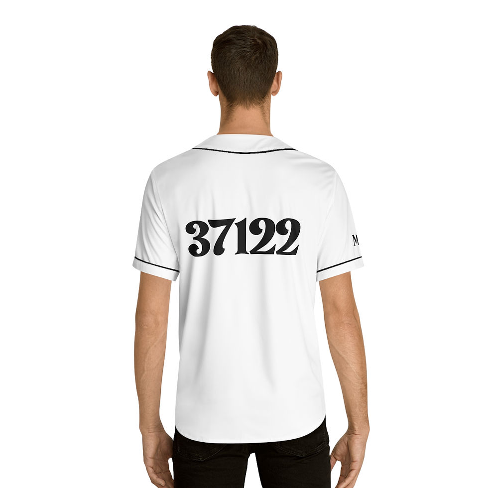 Thumbnail: MJ Script Baseball Jersey — Men's Custom White Button-Up Team Shirt