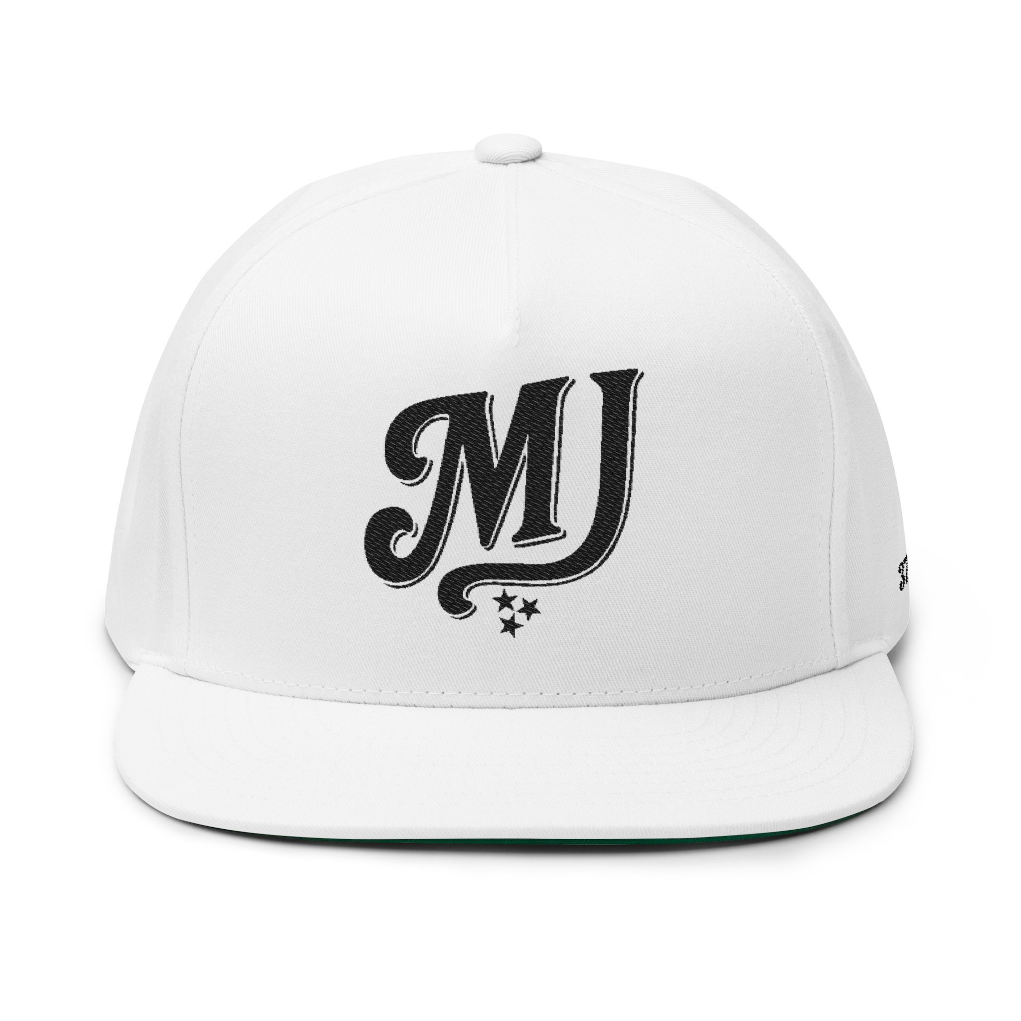 Embroidered MJ Flat Bill Cap — Classic Monogram Snapback