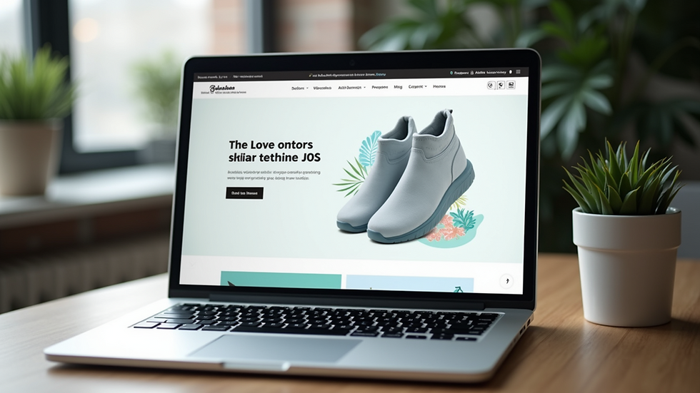 Close-up view of a laptop screen showing a clean and modern e-commerce website