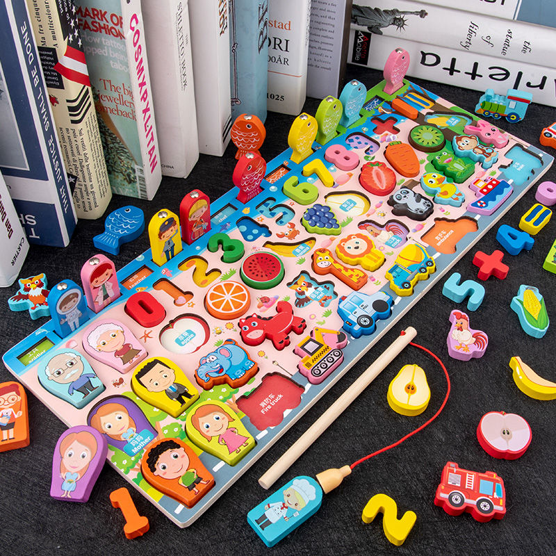 Brinquedo educativo 3D para crianças pré-escolar, em madeira, Montessori, ímãs