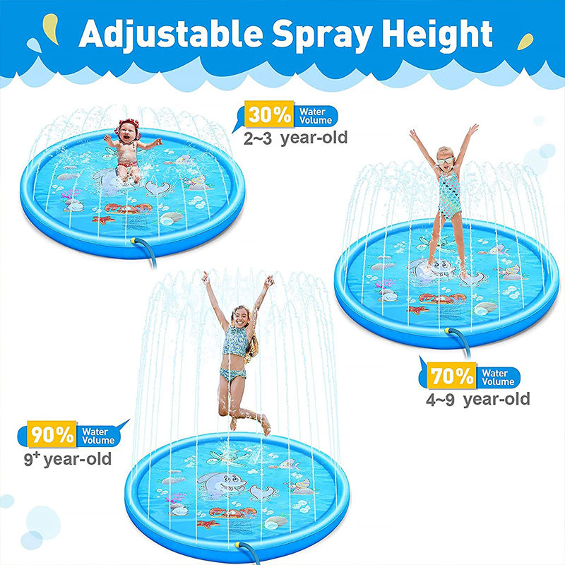 Boia inflável infantil de 170 cm com jato d'água para piscina, ideal para praia