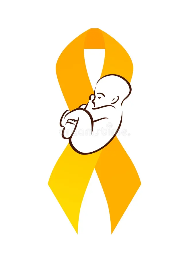 childhood-cancer-sleeping-baby-yellow-ribbon-children-awareness-symbol-hope-care-vector-el