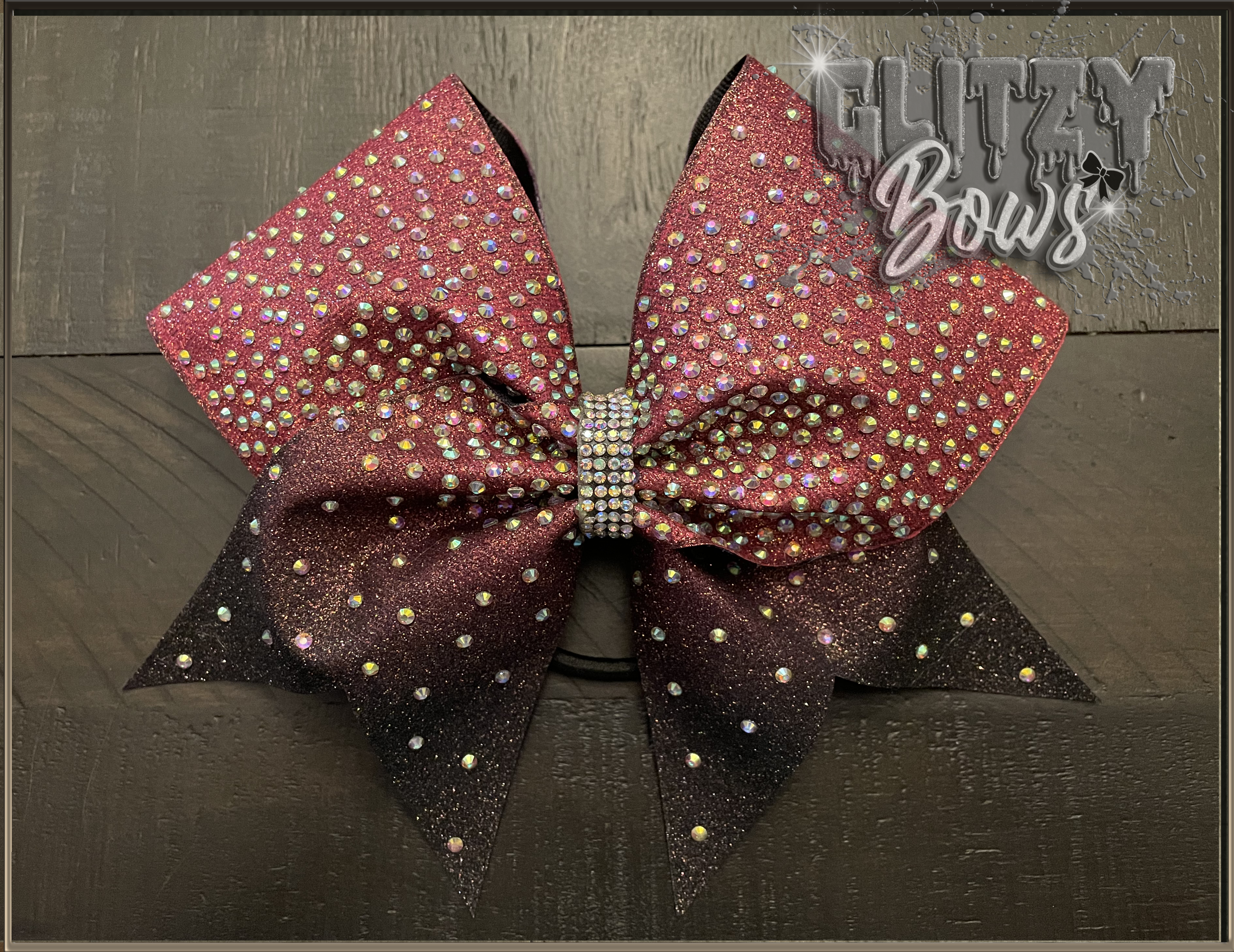 Pink to black Ombre competition Bow