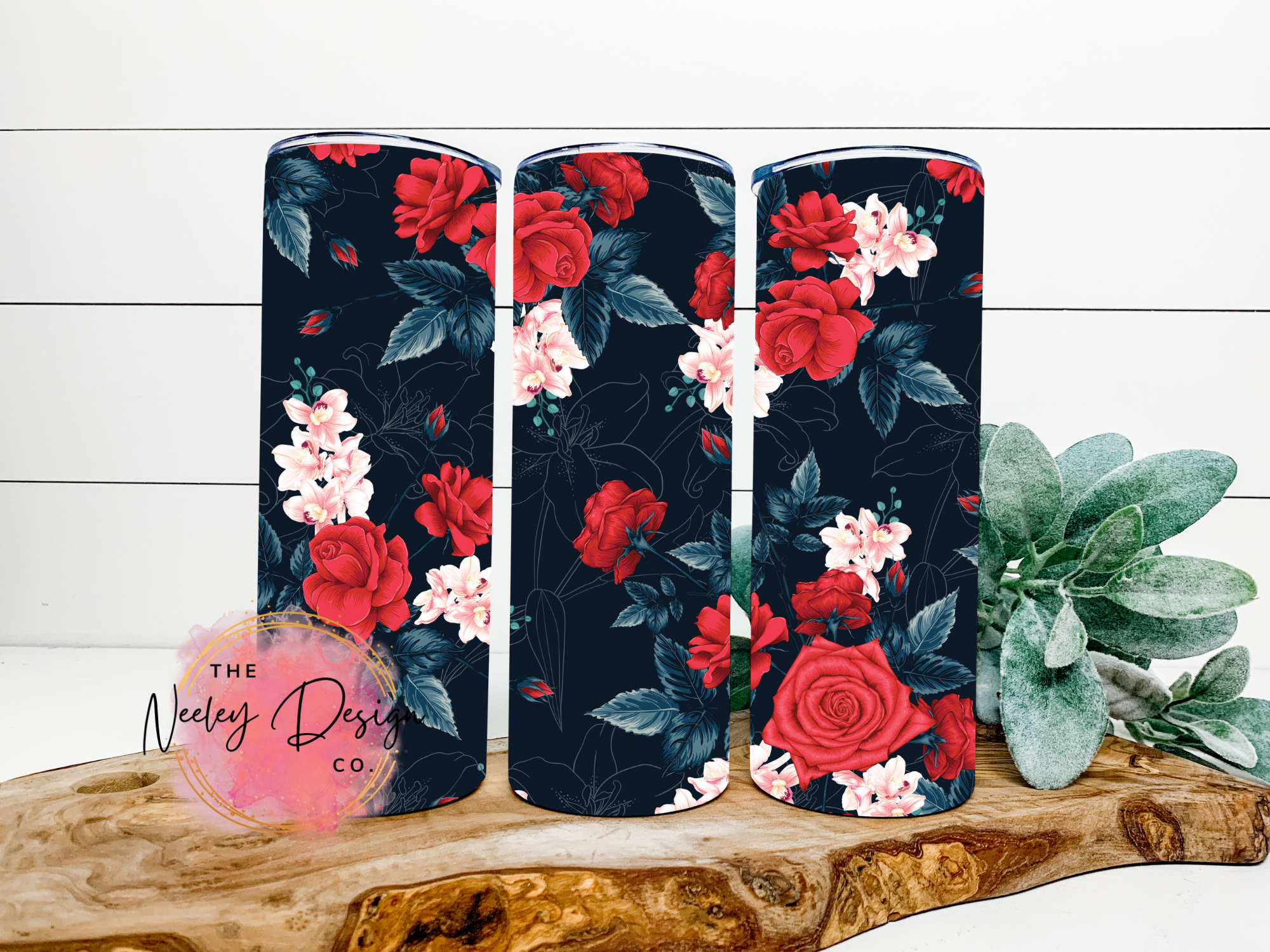Red Rose Floral Tumbler