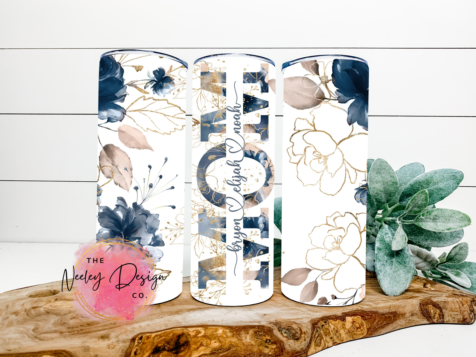 Mom Personalized Floral Stainless Steel Tumbler