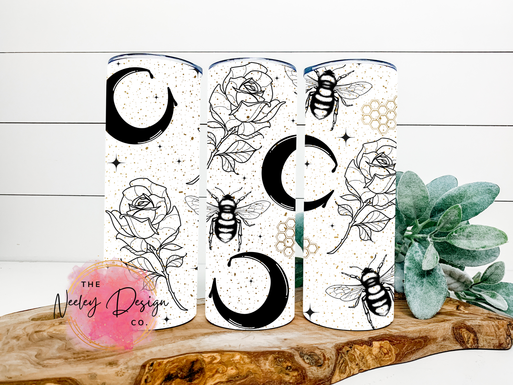 Bee Moon Rose Stainless Steel Tumbler