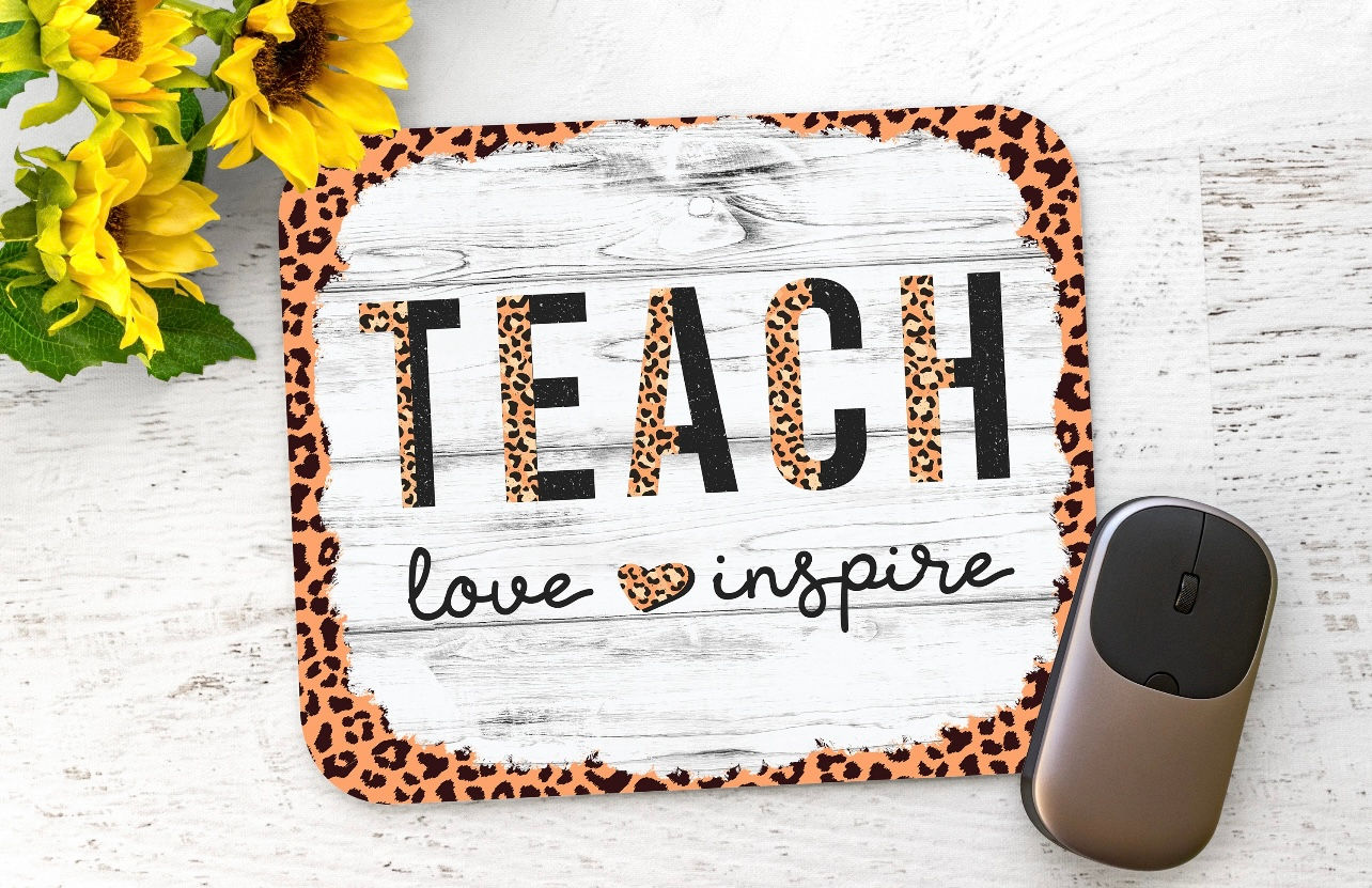 Teach Love Inspire Leopard Teacher Mouse Pad