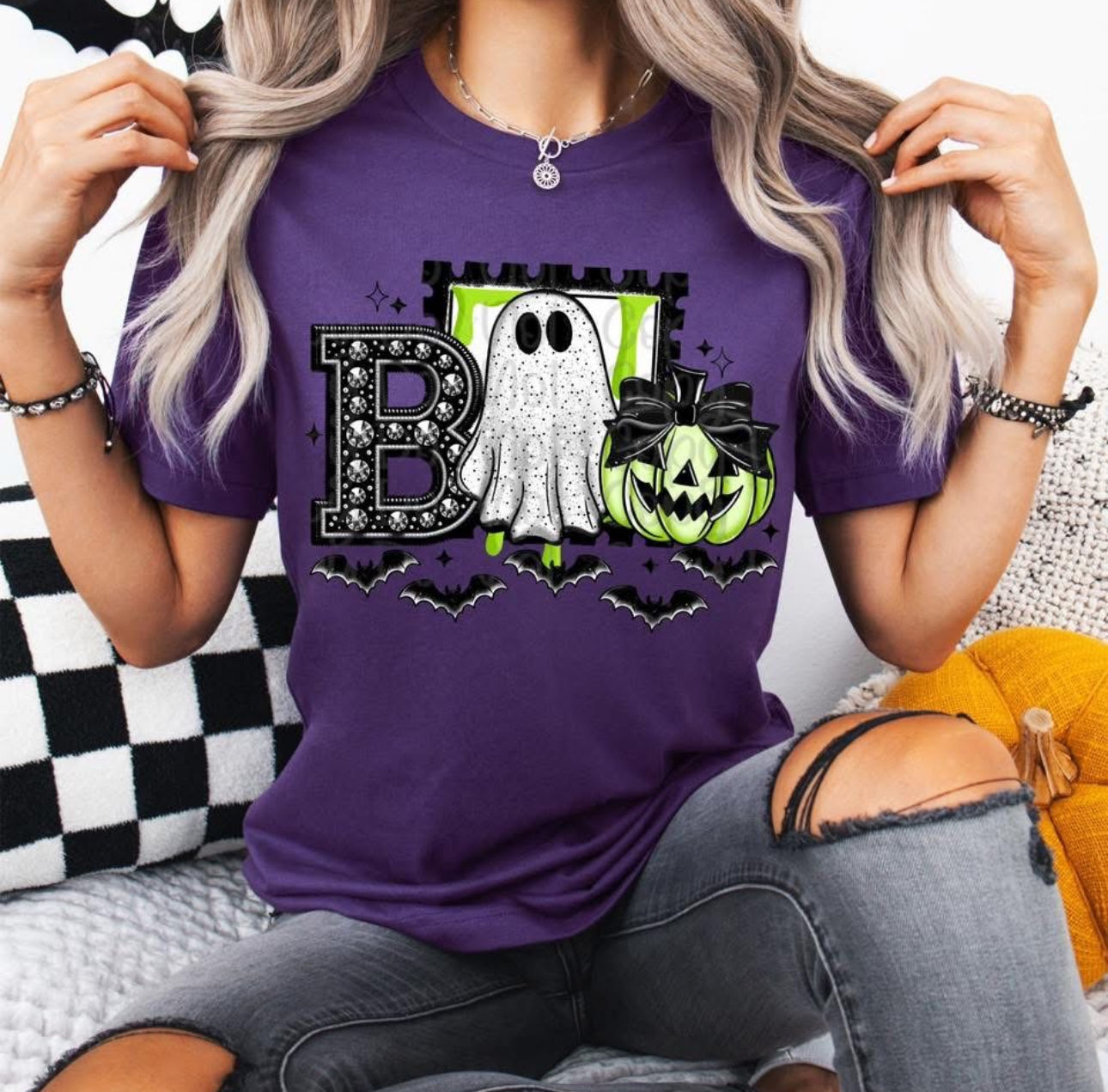 Boo || Faux Rhinestone || Bats