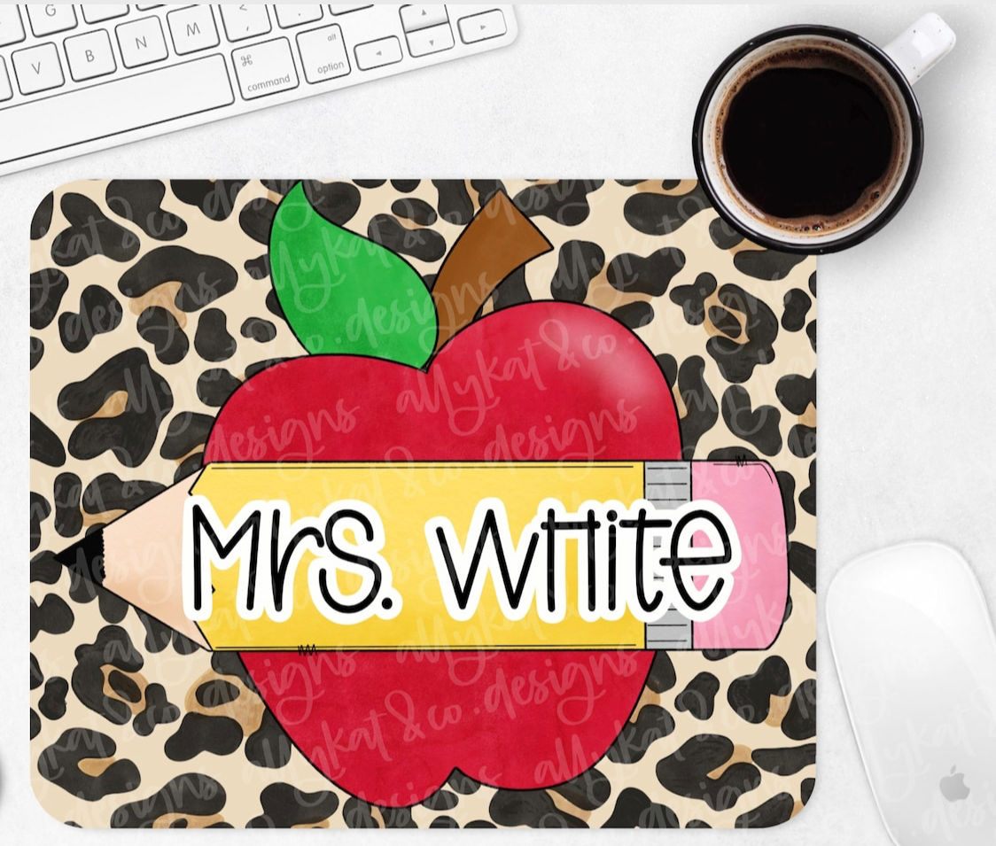 Apple & Pencil Name Mouse Pad