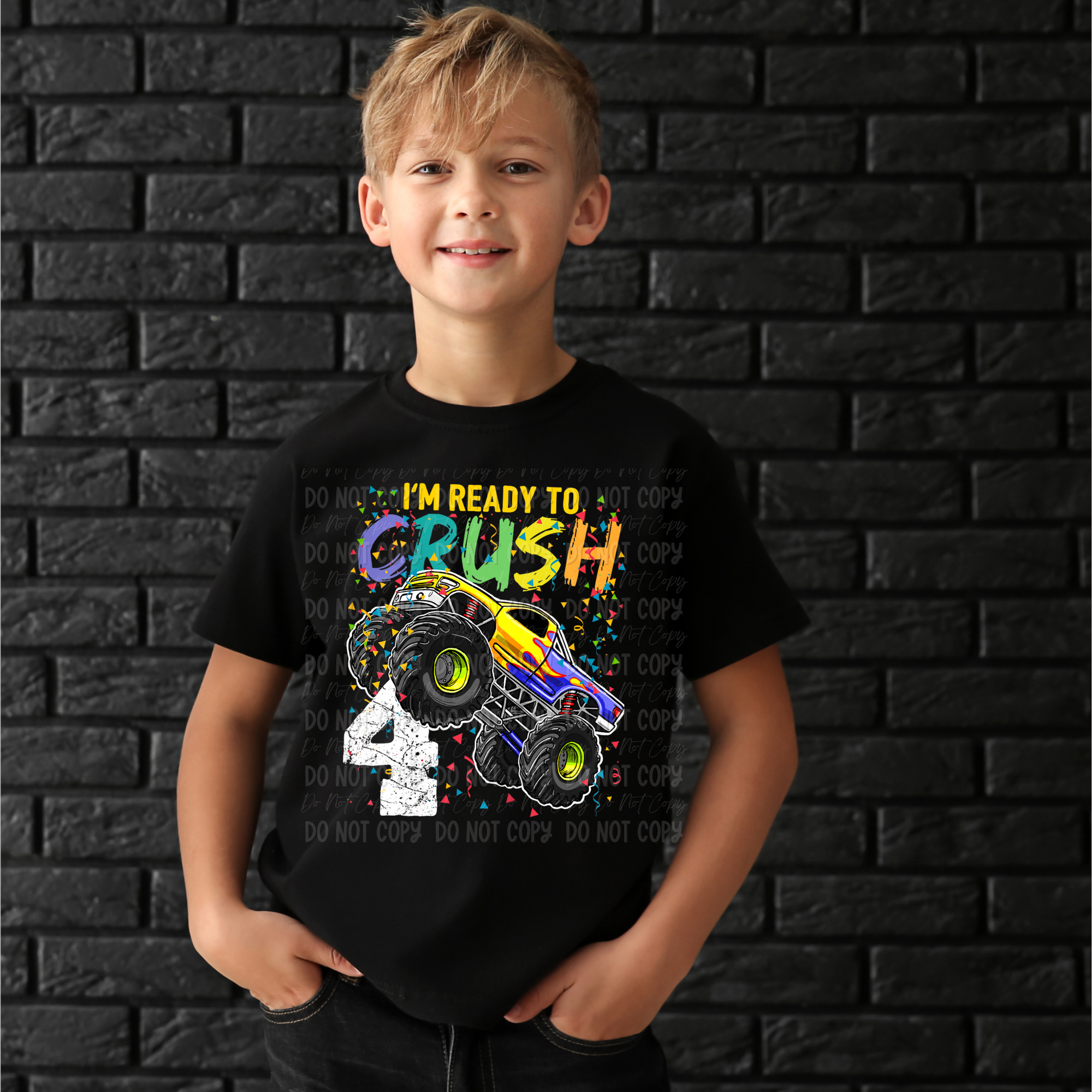 I’m Ready To Crush 4 Monster Trucks - Toddler & Youth