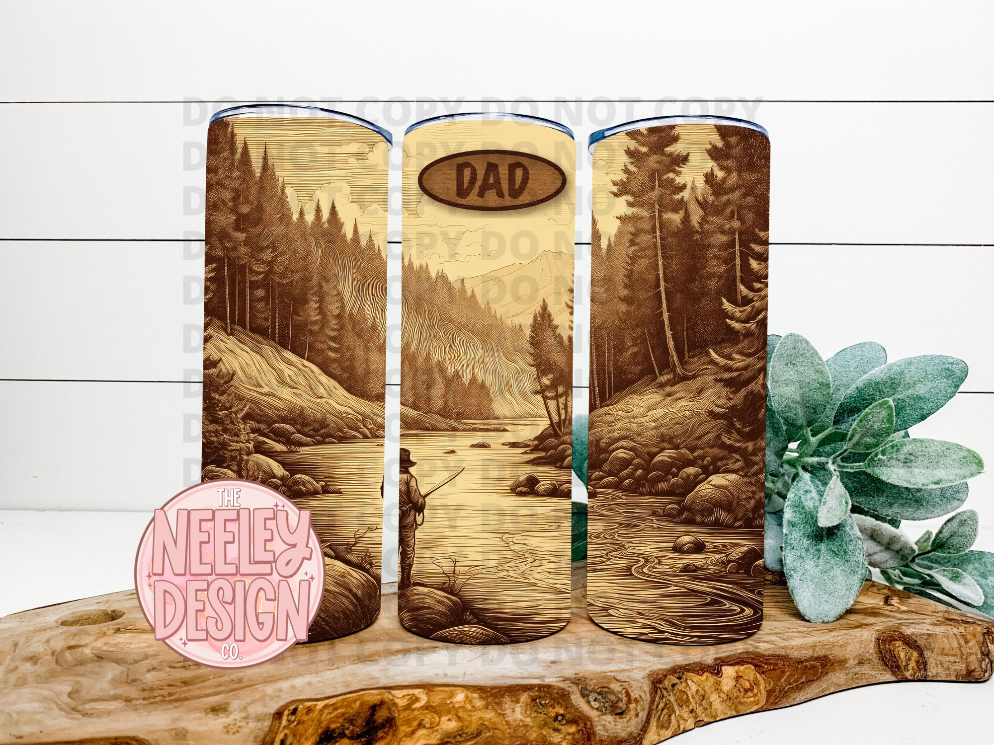 Dad Fishing Engraved Wood 3D Tumbler