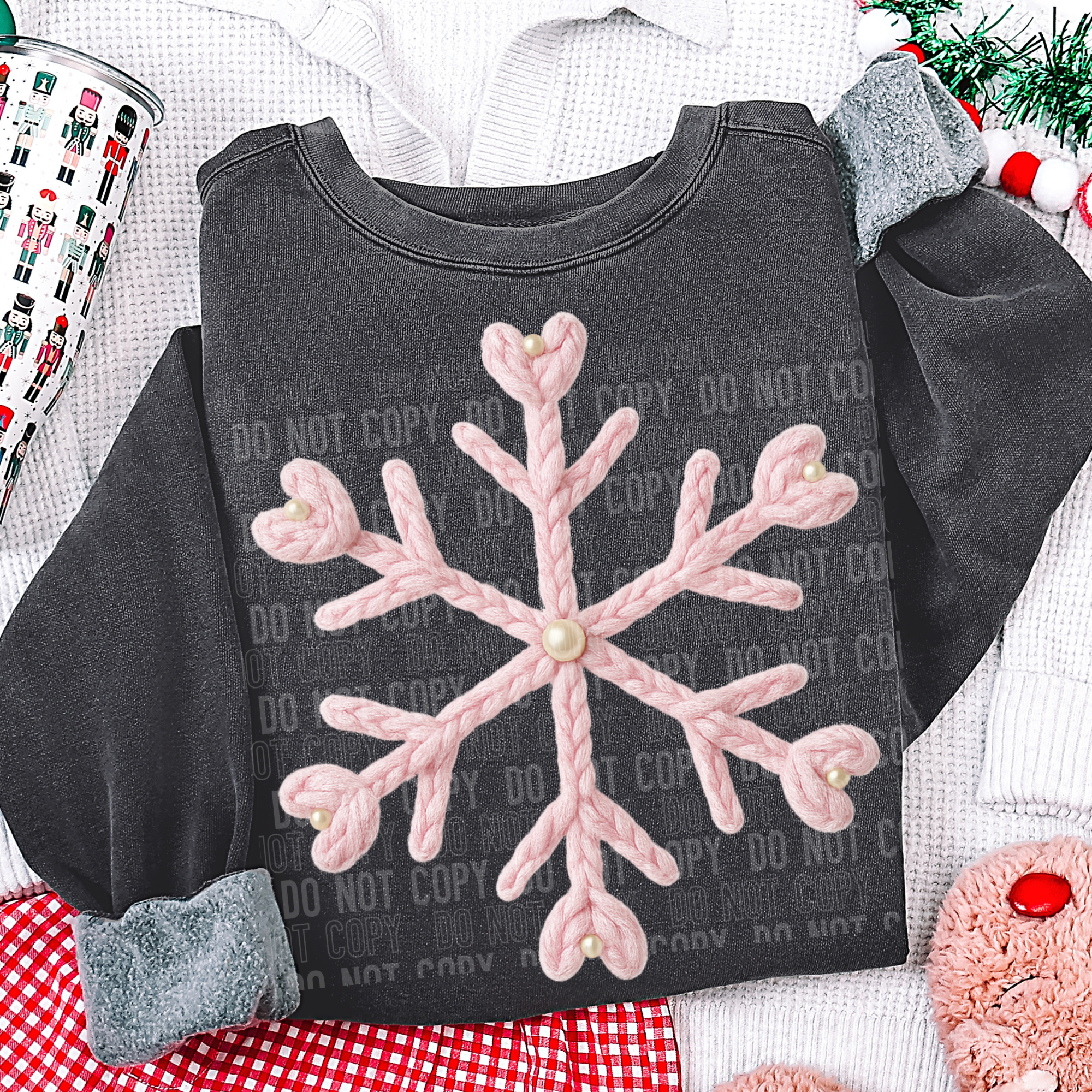 Pink Snowflake Faux Yarn