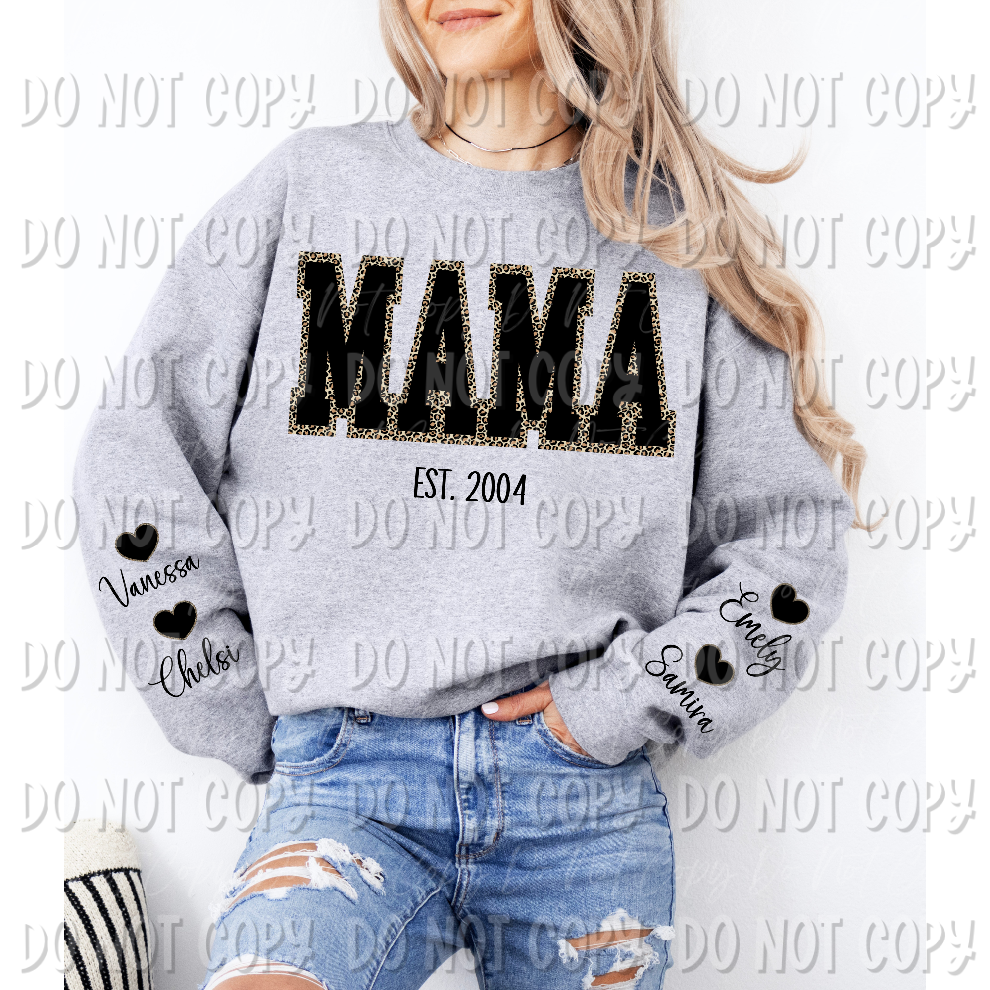 Mama Leopard Varsity Customized With Kids Names