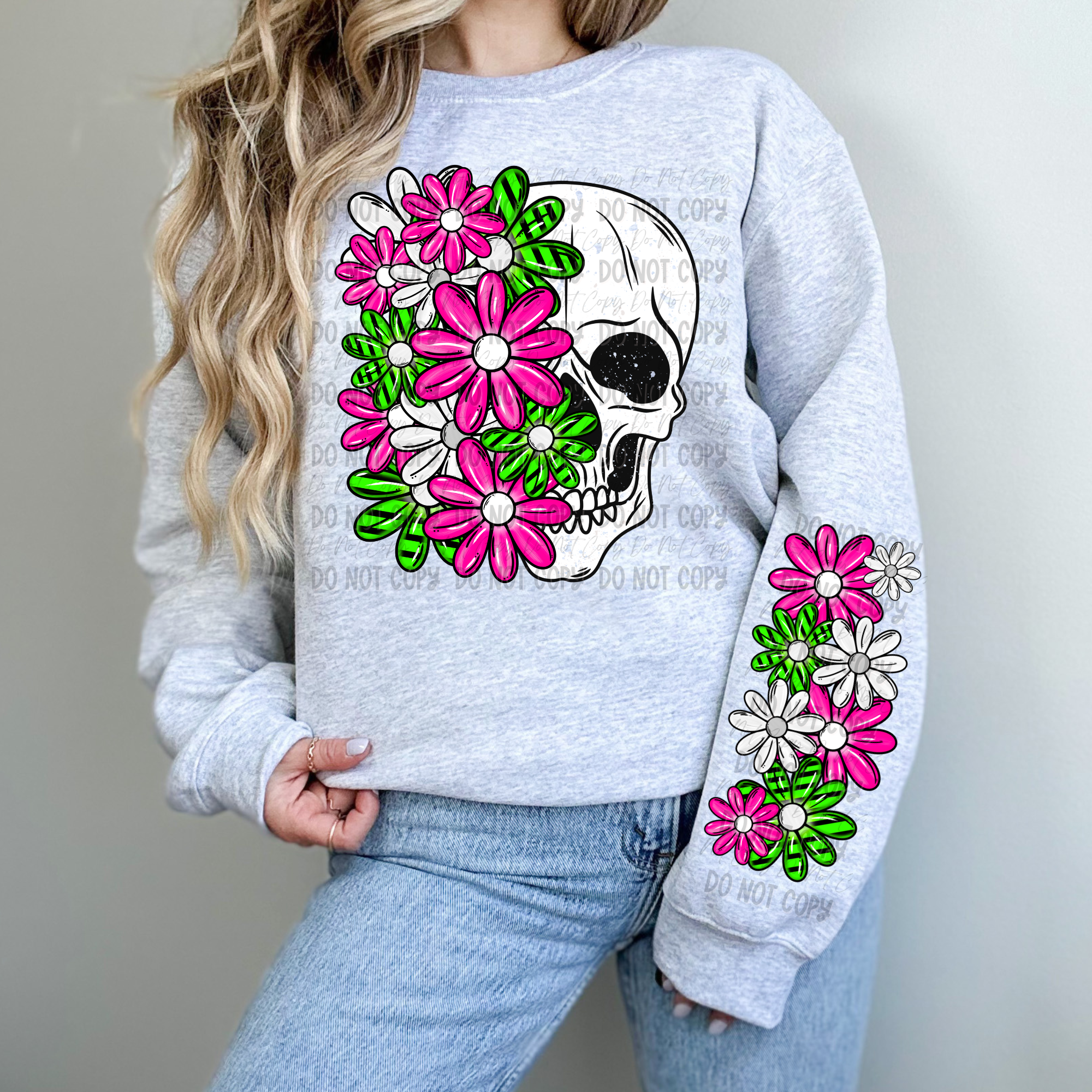 Pink & Green Skull Daisies