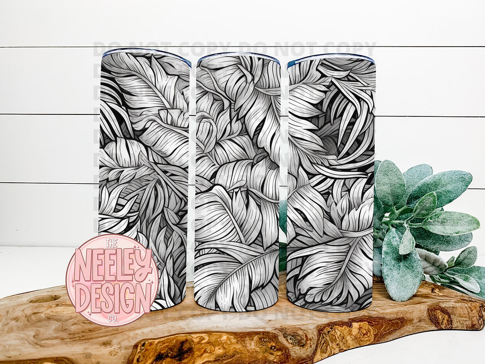 Black & White Leaf 3D Tumbler