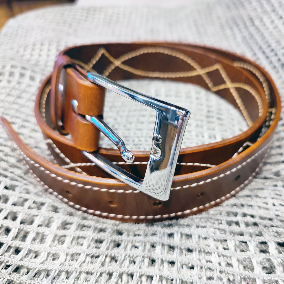 Leather Belt with Eastwood Pattern, Handmade Full Grain Leather Western Gun Belt