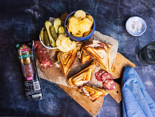 Cacciatora Salami, Provolone & Pickled Eggplant Jaffle