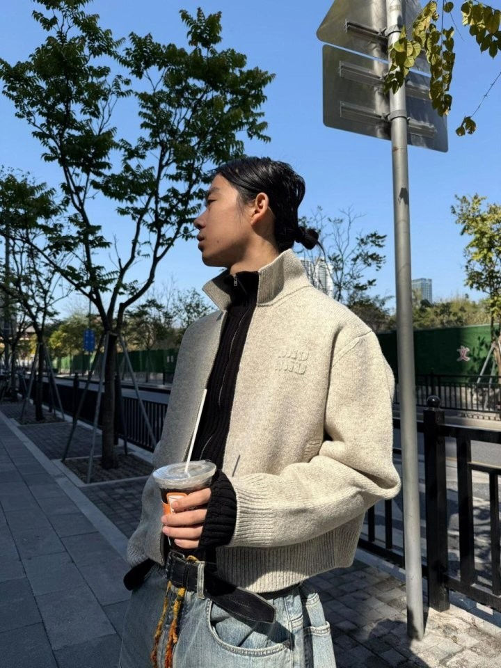 섬네일: 미우미우 셰틀랜드 울 지퍼 가디건 - 수입