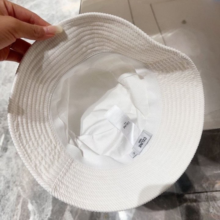 섬네일: 셀린느 올 화이트 로고 골덴 버킷햇 모자
