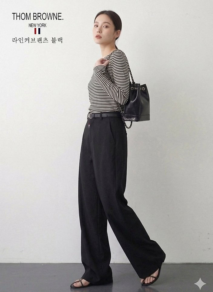 섬네일: 톰브라운 라인커브 팬츠(블랙)