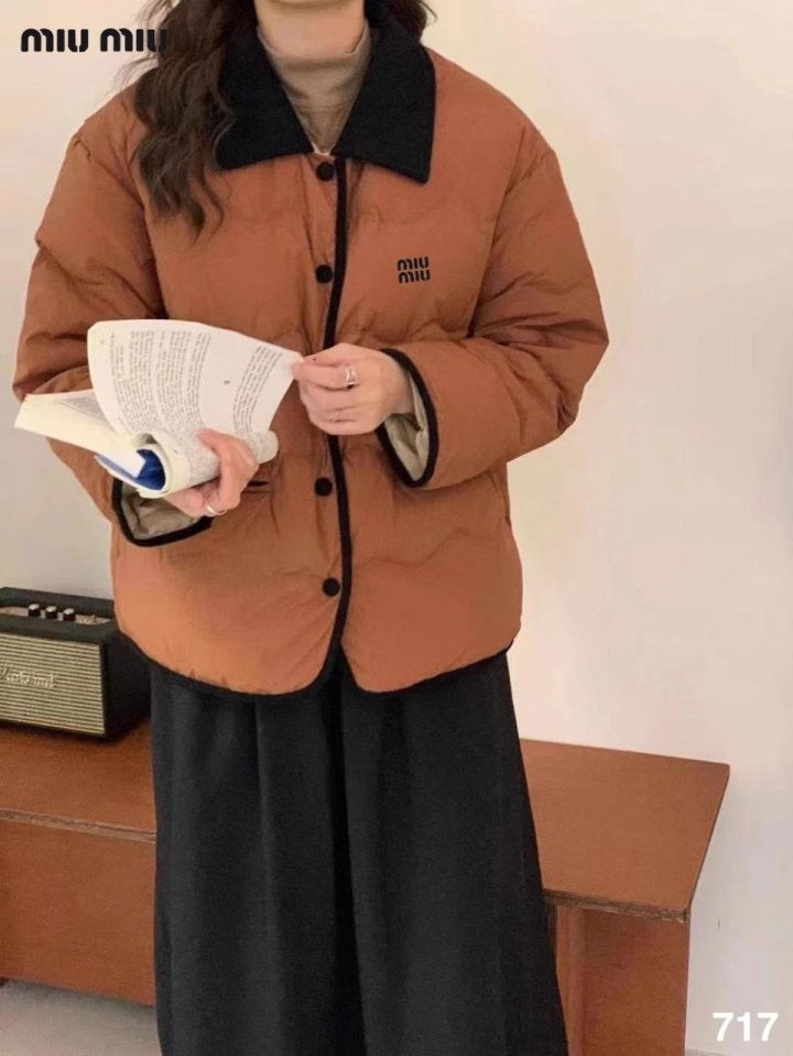 섬네일: 미우미우 퀼팅 배색 카라 패딩