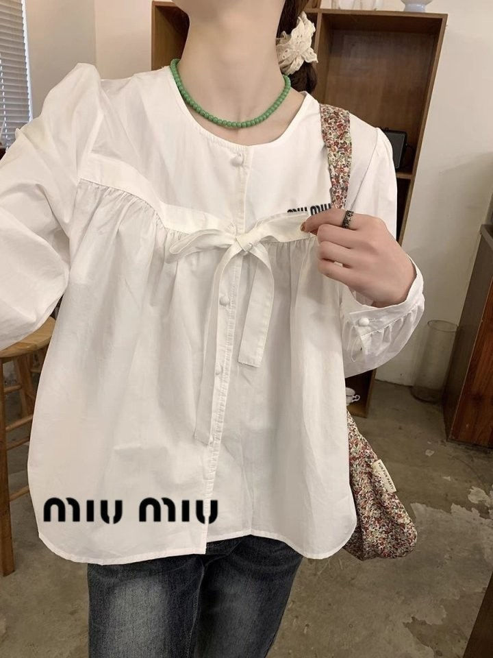 섬네일: 미우미우 셔링 리본 블라우스