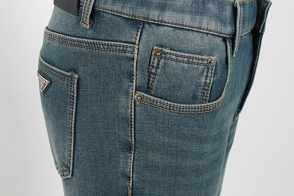 섬네일: 프라다 융기모 연청 히든밴딩 슬림팬츠