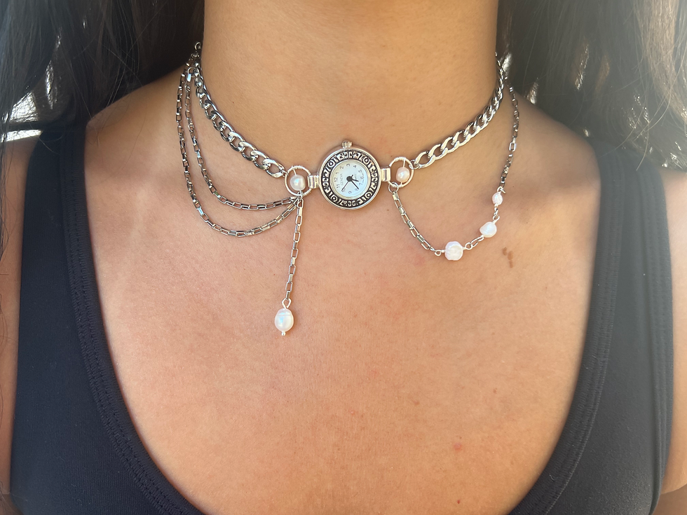 섬네일: Watch Necklace with pearls
