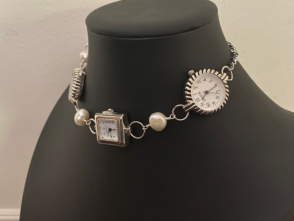 Thumbnail: Four Silver Clocks & Pearls Choker
