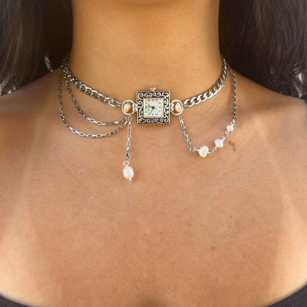섬네일: Watch Necklace with pearls