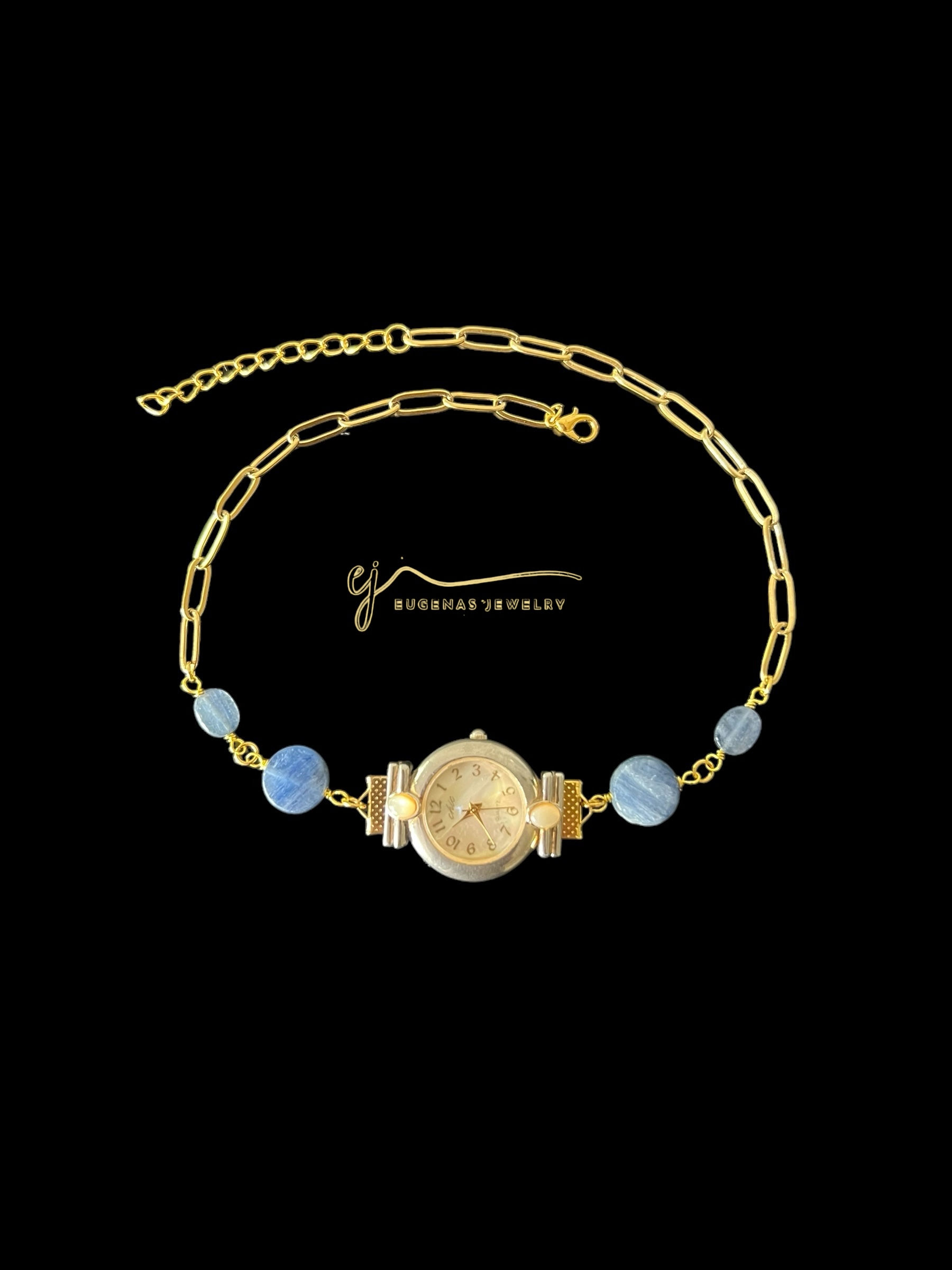 Vintage Reworked Watch necklace with Kyanite 