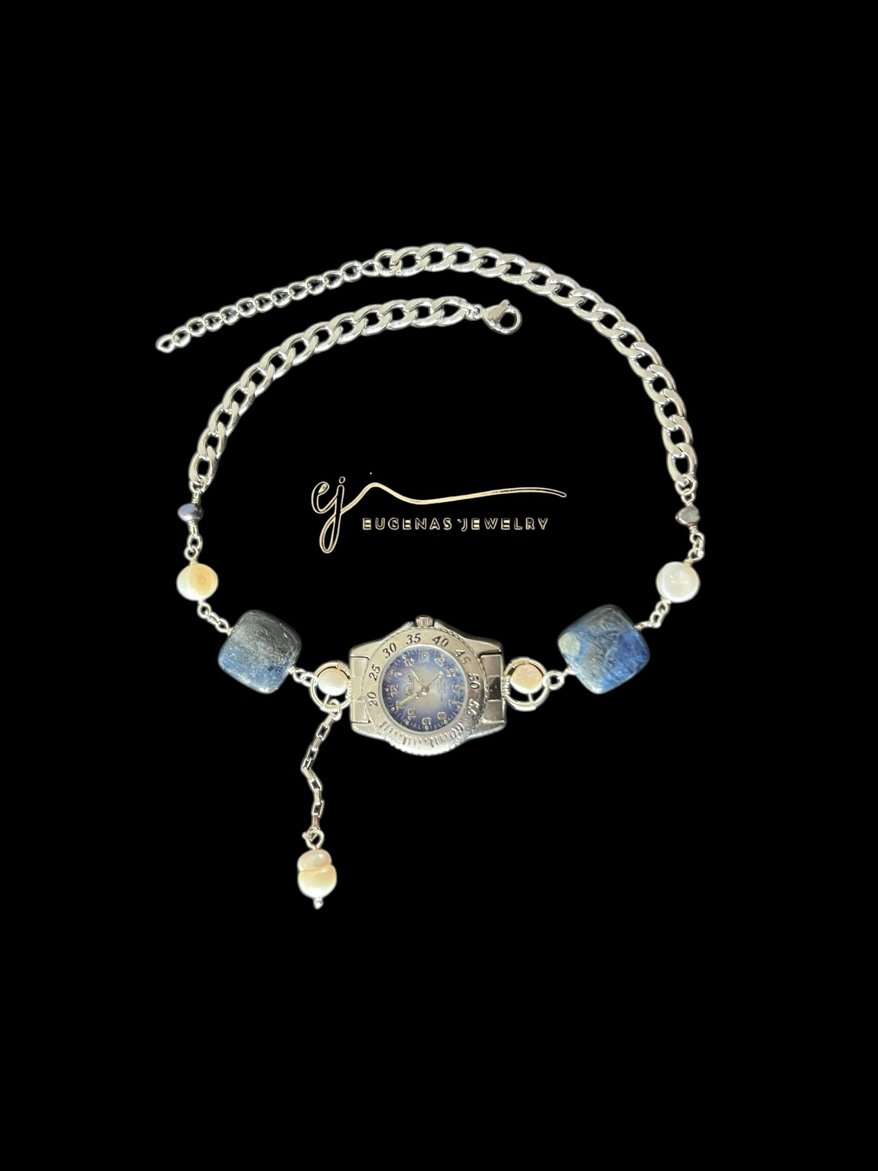 Vintage Reworked Watch necklace with Kyanite