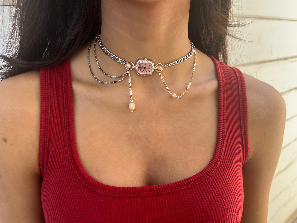 Miniatura: Watch Necklace with pearls 