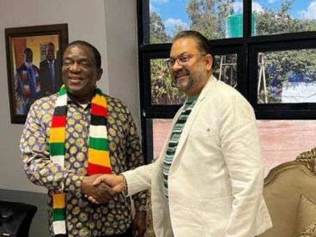 Indian billionaire Jitender Kumar Singla meets President Mnangagwa