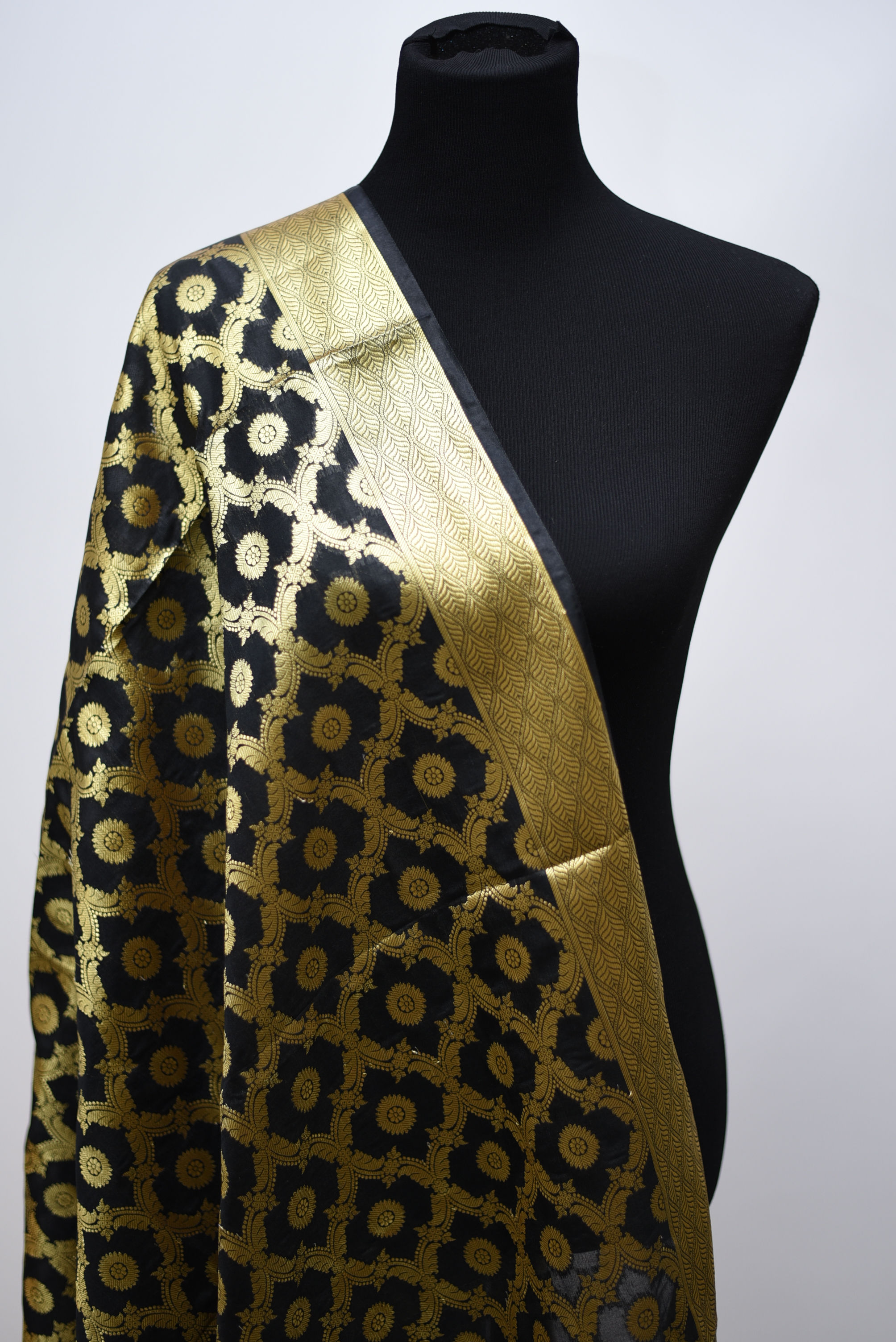 Black Semi Silk Dupatta