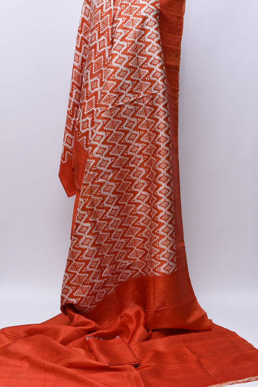 Burnt Orange Silk Saree
