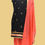 Thumbnail: Gorgeous Black Orange Silk Patiala Suit