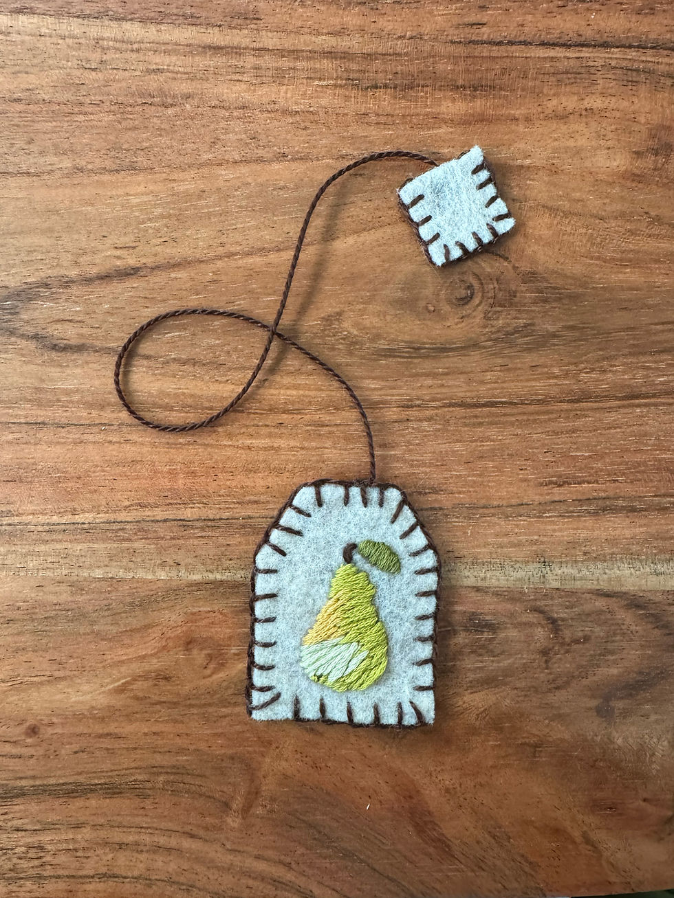 Pear - Felt Tea Bag Bookmark