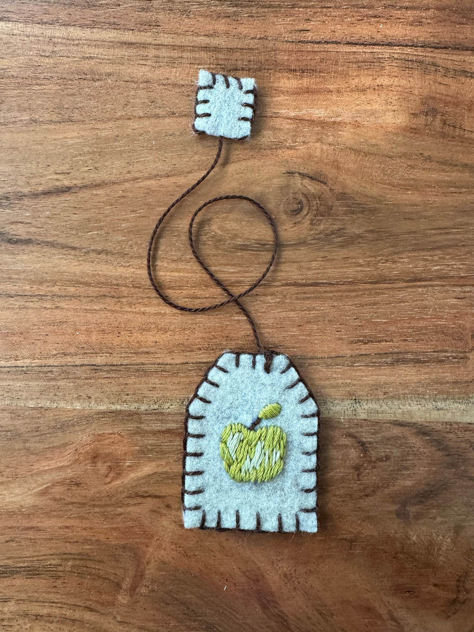 Apple- Felt Tea Bag Bookmark