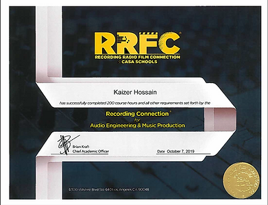 Kaizer RRFC Certificate for Audio Engineering and Music Production
