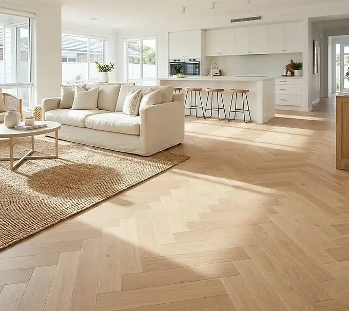 Blonde Oak Herringbone Flooring