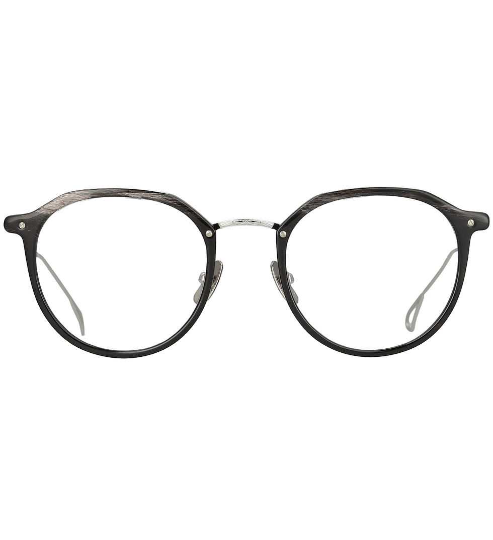 Klassische Pantobrille in Horn Titan Kombination von Yellows Plum Modell Mizuki