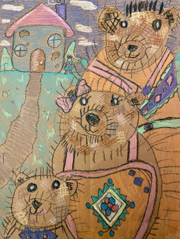Hailey Hector, Goldilocks & the 3 Bears, Oil Pastels, 2020