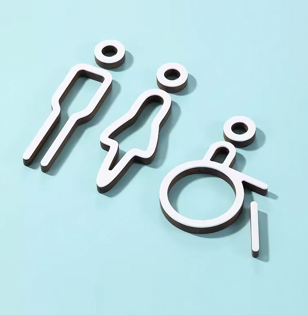Thumbnail: Stylish Walnut Wood Restroom Sign